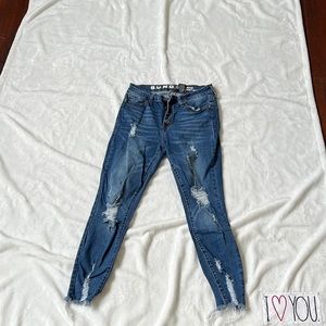S.O.N.G jeans distressed size 7 -- high rise skinny ankle